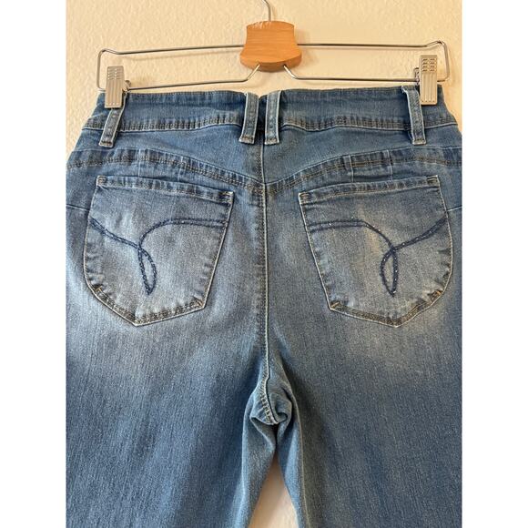 Royalty For Me Wannabettabutt Mid Rise Embroidered Skinny Jeans Womens 8 Blue - Picture 5 of 10